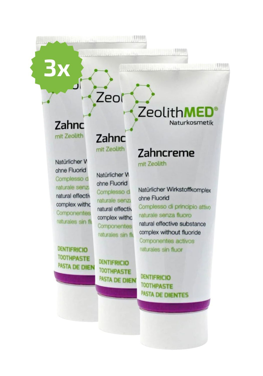 3x ZeolithMED Zahncreme 75ml im Sparpack, Zahnpasta ohne Fluorid