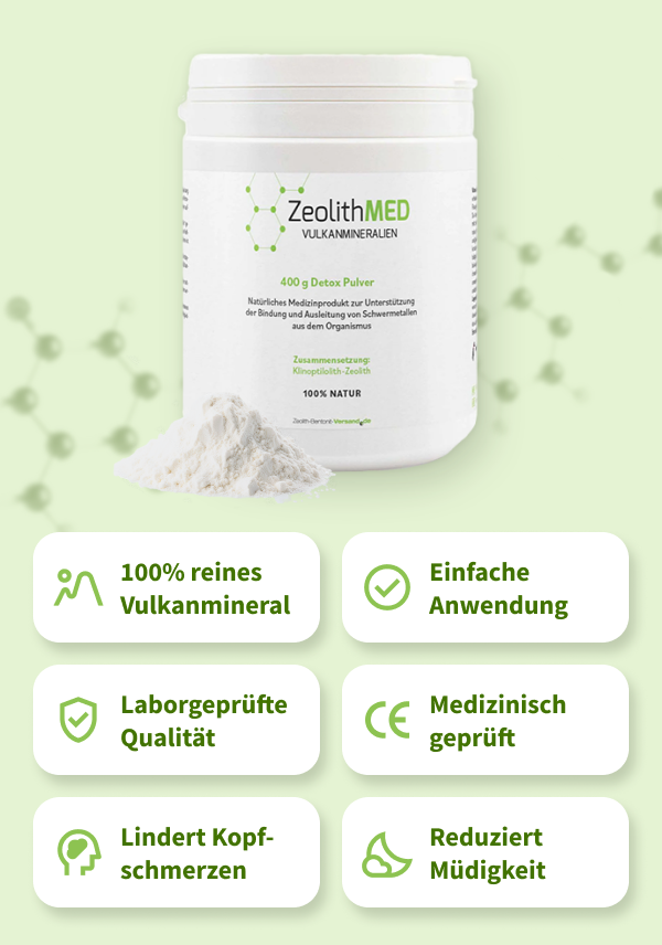 ZeolithMED detox en polvo 400g, producto sanitario con certificado CE