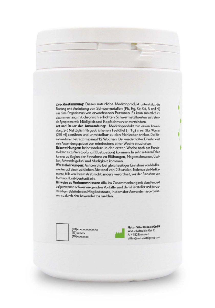 BentonitMED Detox-Pulver 600g, Medizinprodukt mit CE-Zertifikat