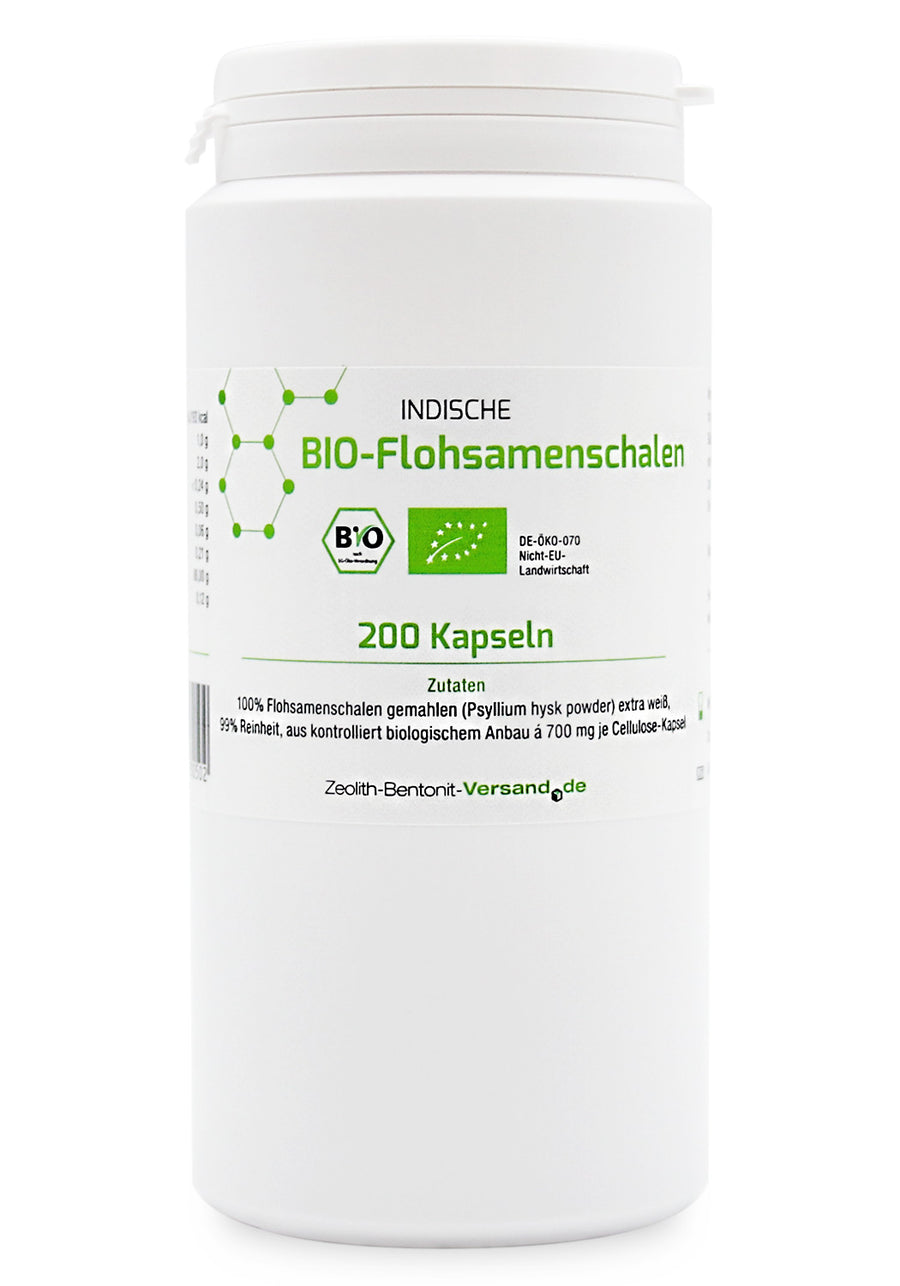 BIO-Flohsamenschalen 200 Kapseln (Psyllium) DE-ÖKO-012, zur inneren Anwendung