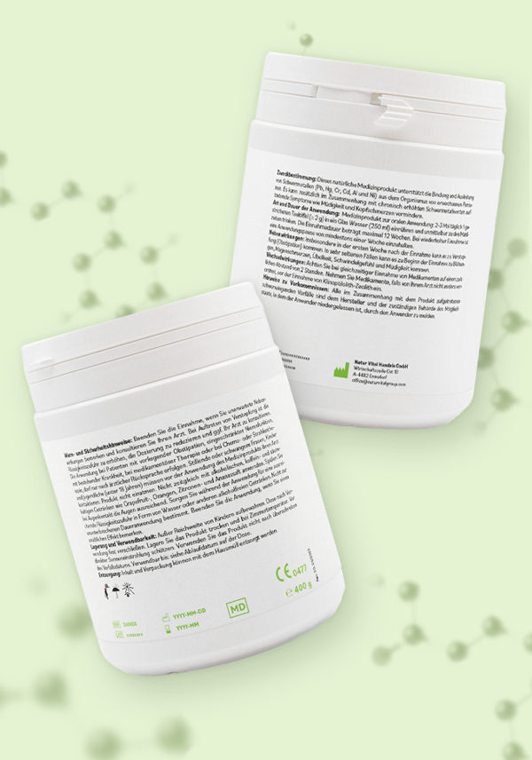 ZeolithMED detox en polvo 400g, producto sanitario con certificado CE