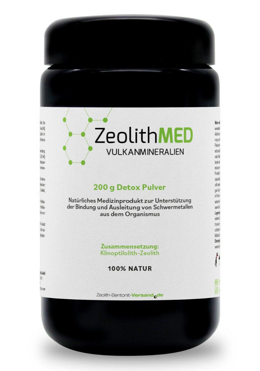 ZeolithMED detox powder 200g in a Miron violet glass, medical device with CE certificate