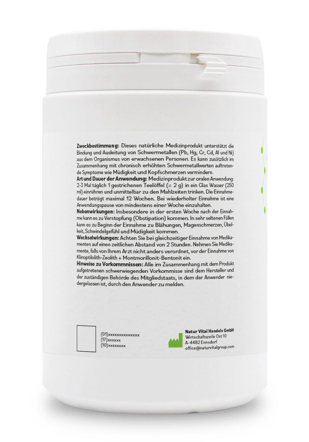 ZeoBentMED Detox-Pulver 650g, Medizinprodukt mit CE-Zertifikat