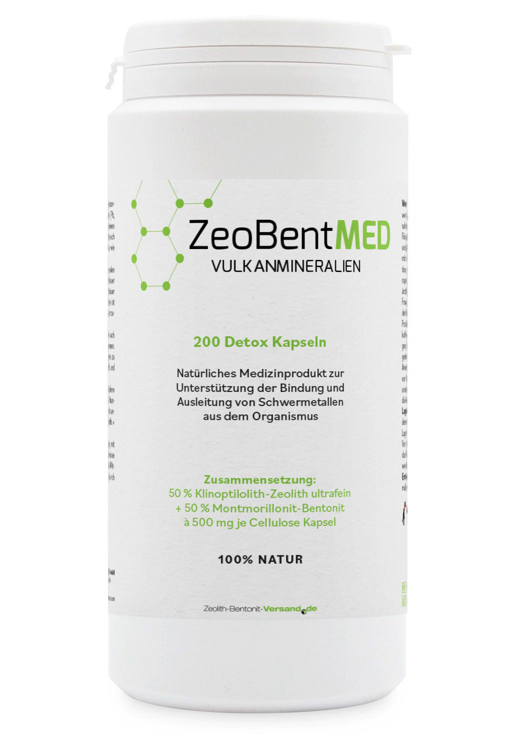 ZeoBentMED 200 cápsulas de desintoxicación, producto sanitario con certificado CE