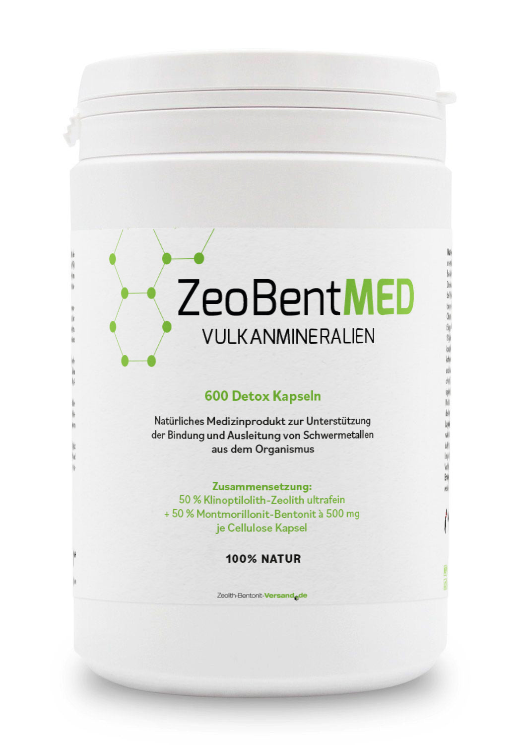 ZeoBentMED 600 cápsulas de desintoxicación, producto sanitario con certificado CE