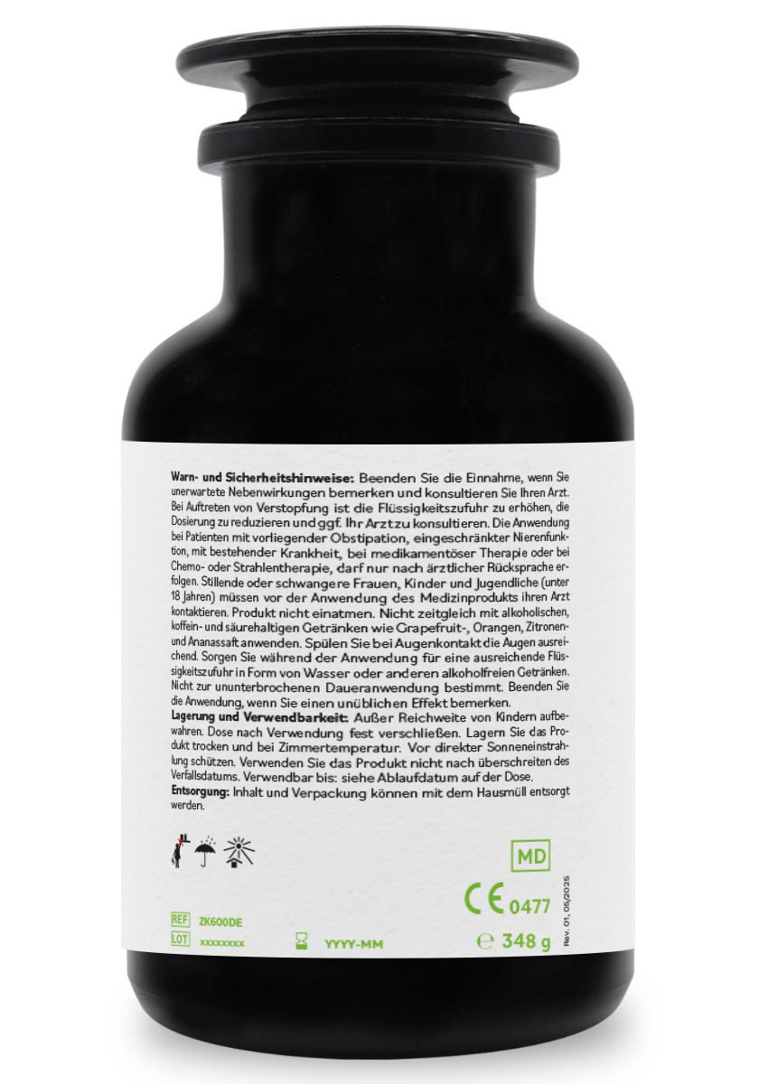 ZeolithMED 600 detox capsules in Miron violet glass, medical device with CE certificate