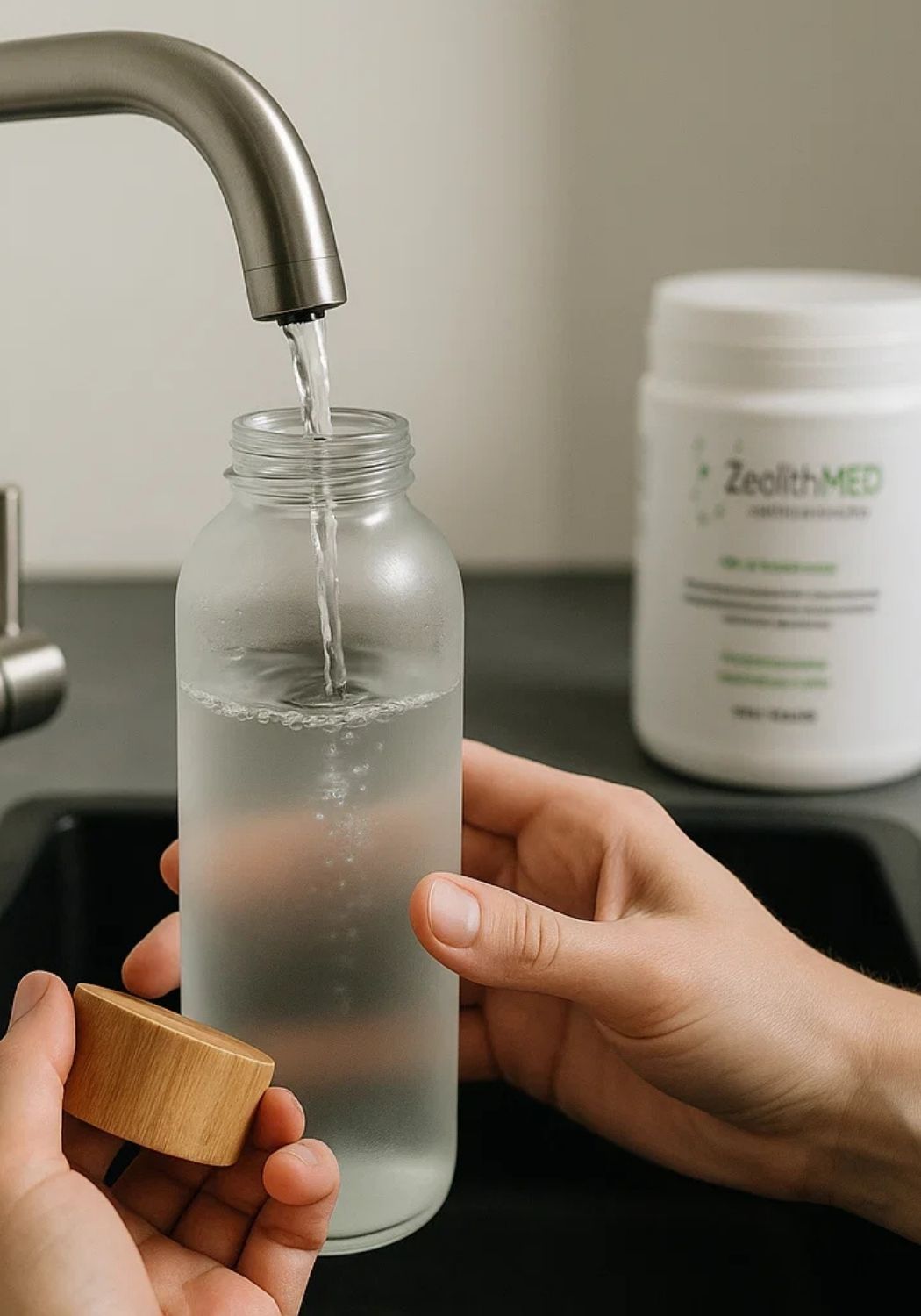 500ml Glas-Trinkflasche (weiß/transparent)