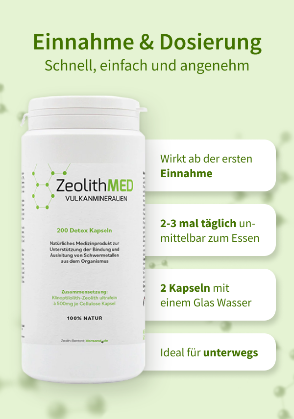ZeolithMED 200 cápsulas de desintoxicación, producto sanitario con certificado CE