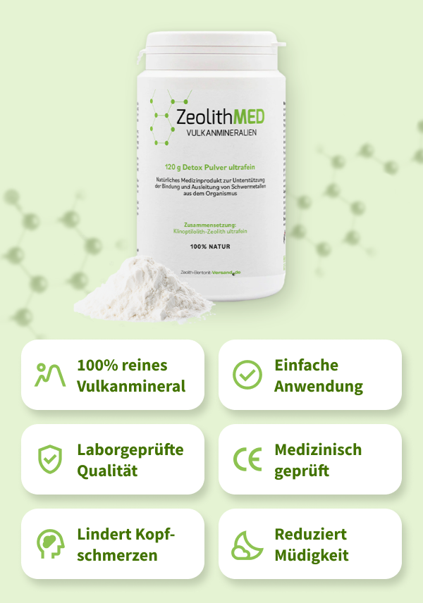 ZeolithMED Detox-Pulver ultrafein 120g, Medizinprodukt mit CE-Zertifikat