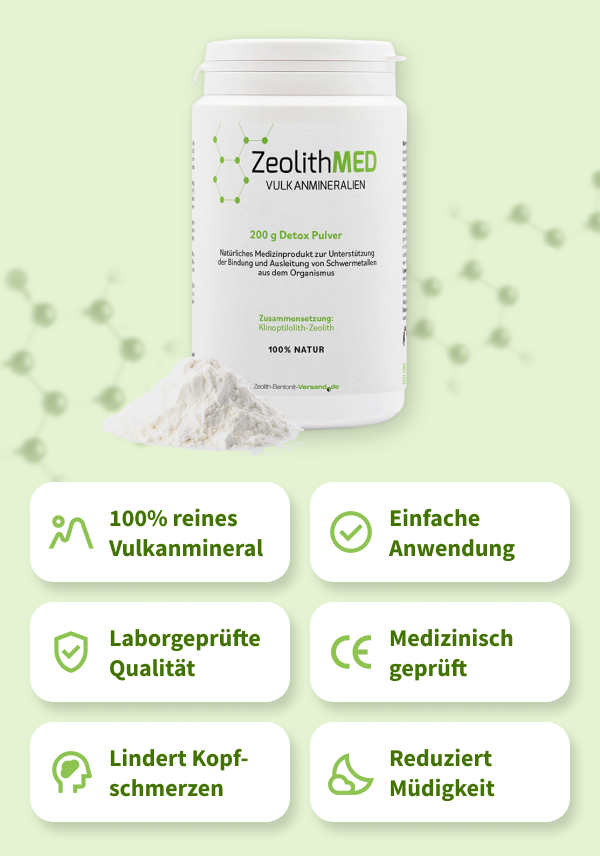 ZeolithMED Detox-Pulver 200g, Medizinprodukt mit CE-Zertifikat