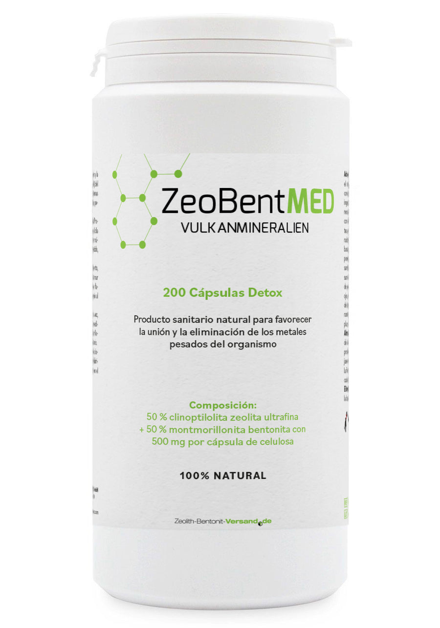 ZeoBentMED 200 cápsulas de desintoxicación, producto sanitario con certificado CE