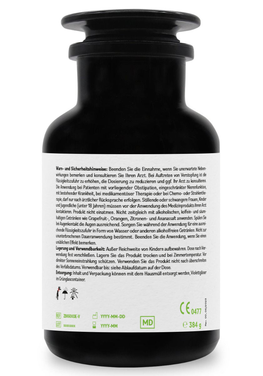 ZeoBentMED 600 cápsulas de desintoxicación en vidrio de Miron violeta, producto sanitario con certificado CE