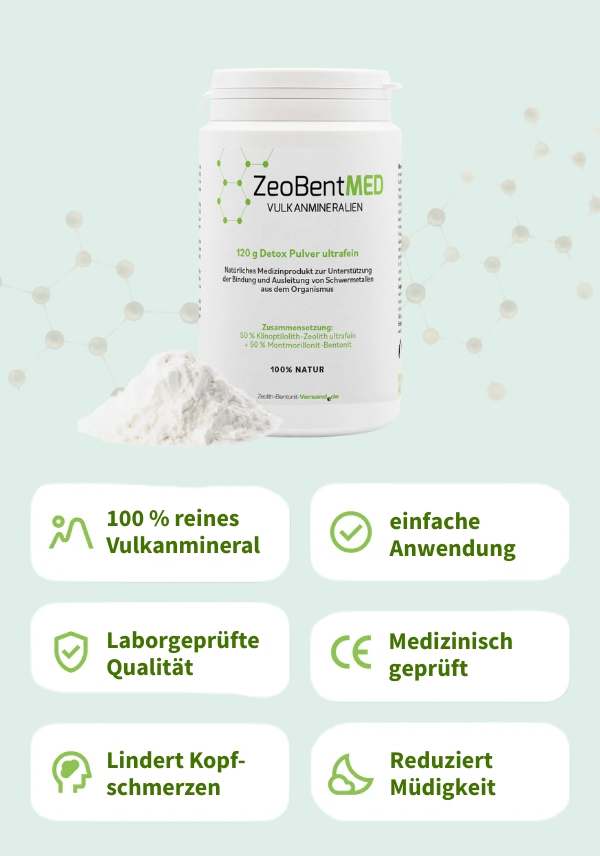 ZeoBentMED polvere detox ultra-fine 120g, dispositivo medico con certificato CE