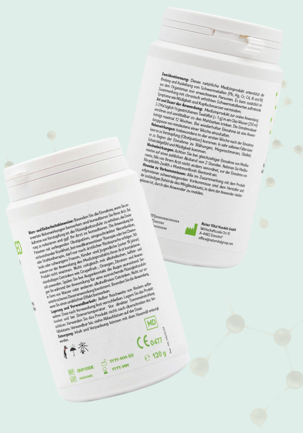 Rückseite der Verpackung mit Pflichtangaben