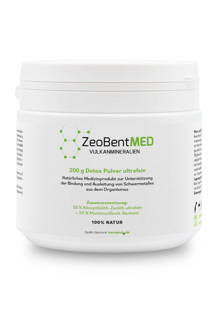 ZeoBentMED polvere detox ultrafine 200 g, dispositivo medico con certificato CE