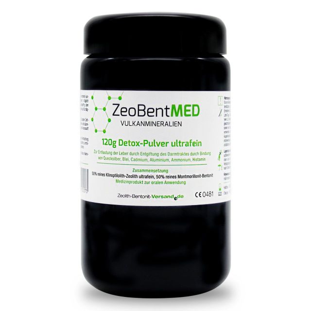 ZeoBentMED 120 gr Polvos ultrafinos en vidrio violeta, Producto sanitario