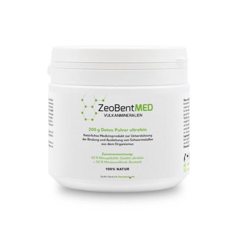 ZeoBentMED polvo detox ultrafino 200g, producto sanitario con certificado CE
